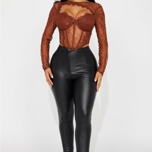 Fashion Nova Brown Lace Bodysuit